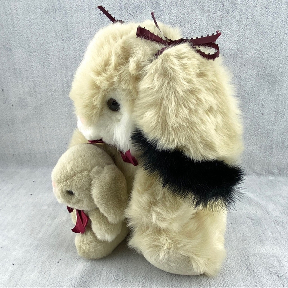 Aurora Bunny Rabbit and Baby Vintage Plush 1989 Solid Stuffed Teddy Bear Soft - Picture 5 of 14